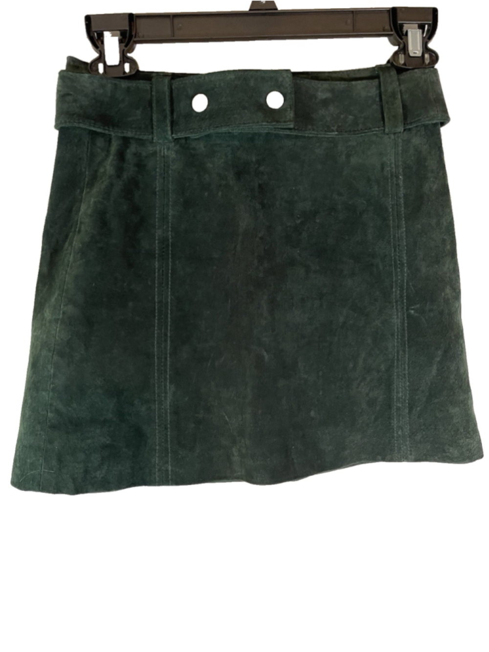 Zara Woman Black Suede Mini Skirt Side Zip Snap Button Belt Women's Sz XS